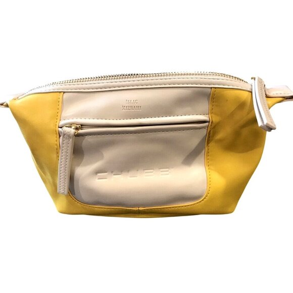 Isaac Mizrahi Chubb Cosmetics Bag, Yellow And Cream Color - Picture 1 of 6